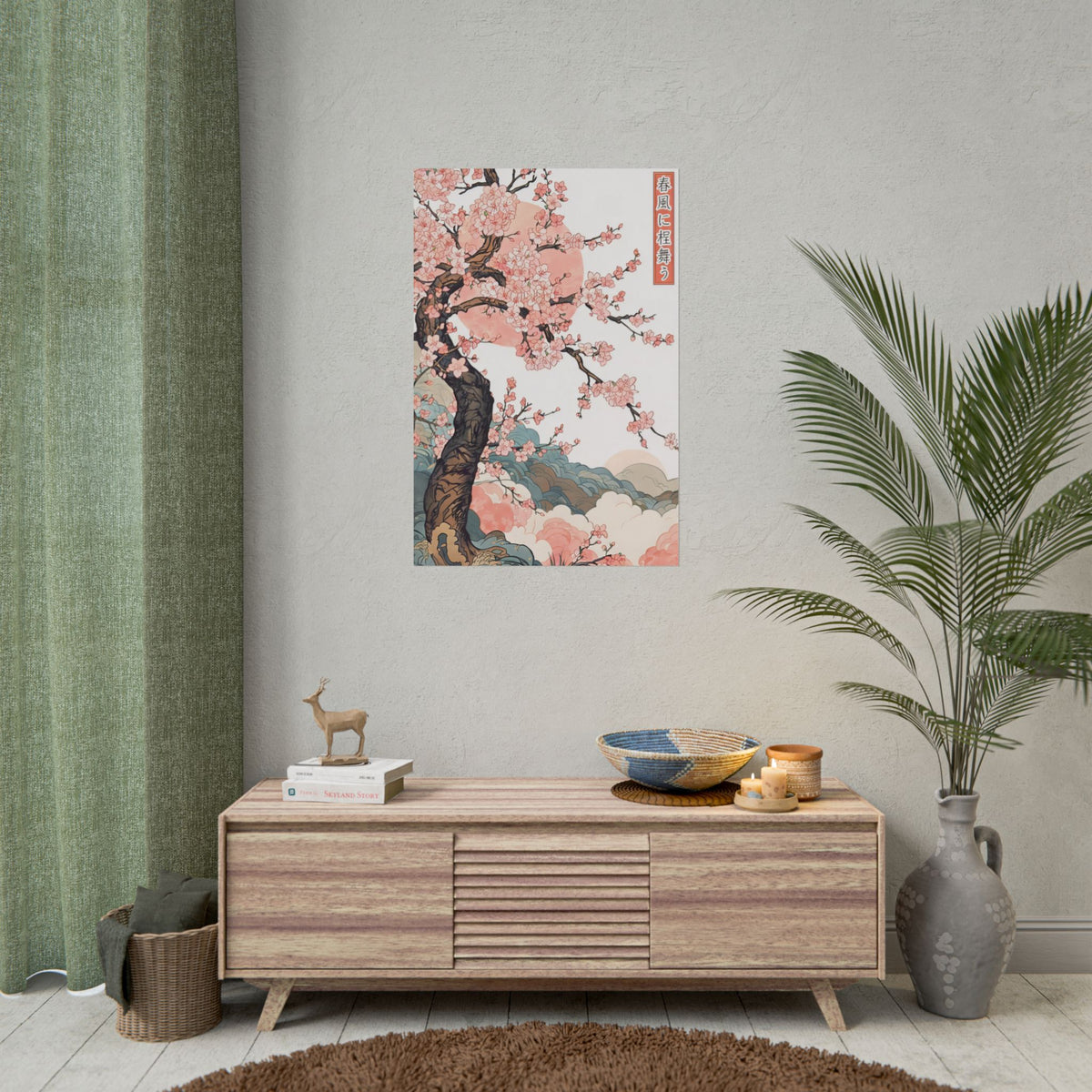 Japanese Cherry Blossom Poster – Sakura Tree Wall Art | Rolled Print