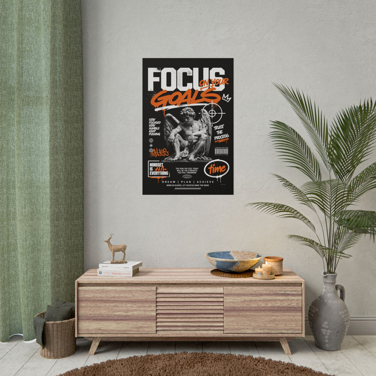 "Focus on Your Goals" Motivational Poster – Streetwear Inspired Wall Art