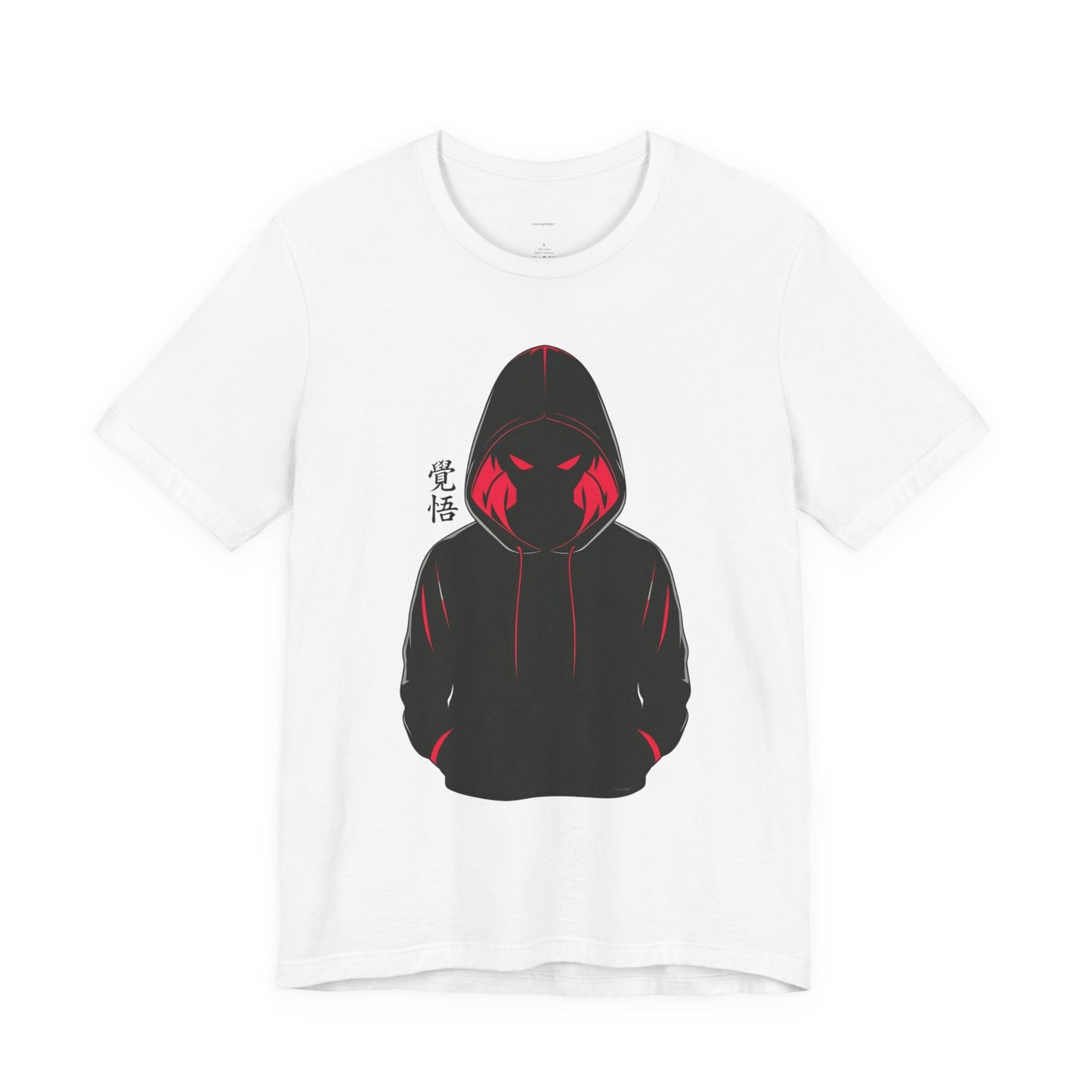 Shadow Hooded Anime Graphic Tee – Japanese Kanji "Kakugo"