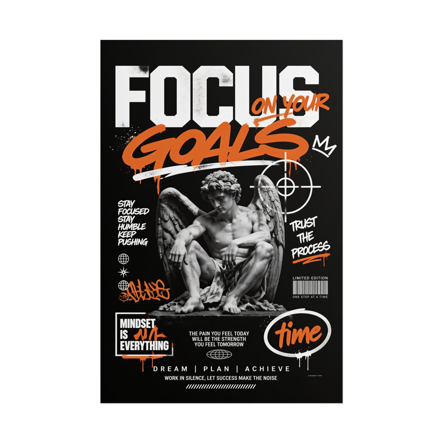 "Focus on Your Goals" Motivational Poster – Streetwear Inspired Wall Art