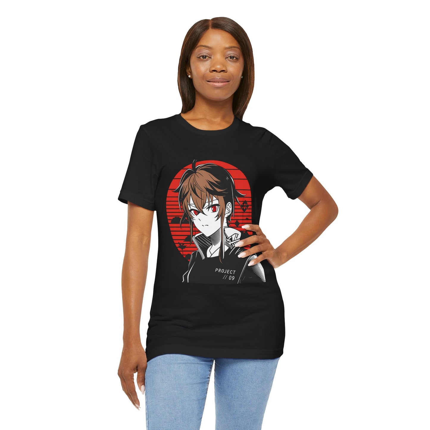 Anime Red Sun Graphic Tee – Project 09 Japanese Streetwear Shirt