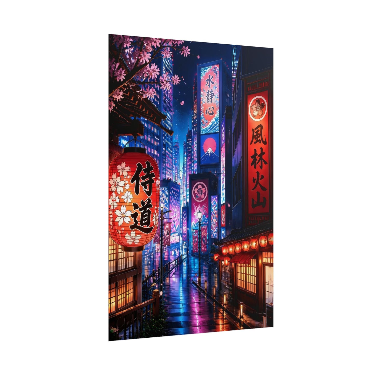 Japanese Neon Alley Poster – Tokyo Night Street Wall Art