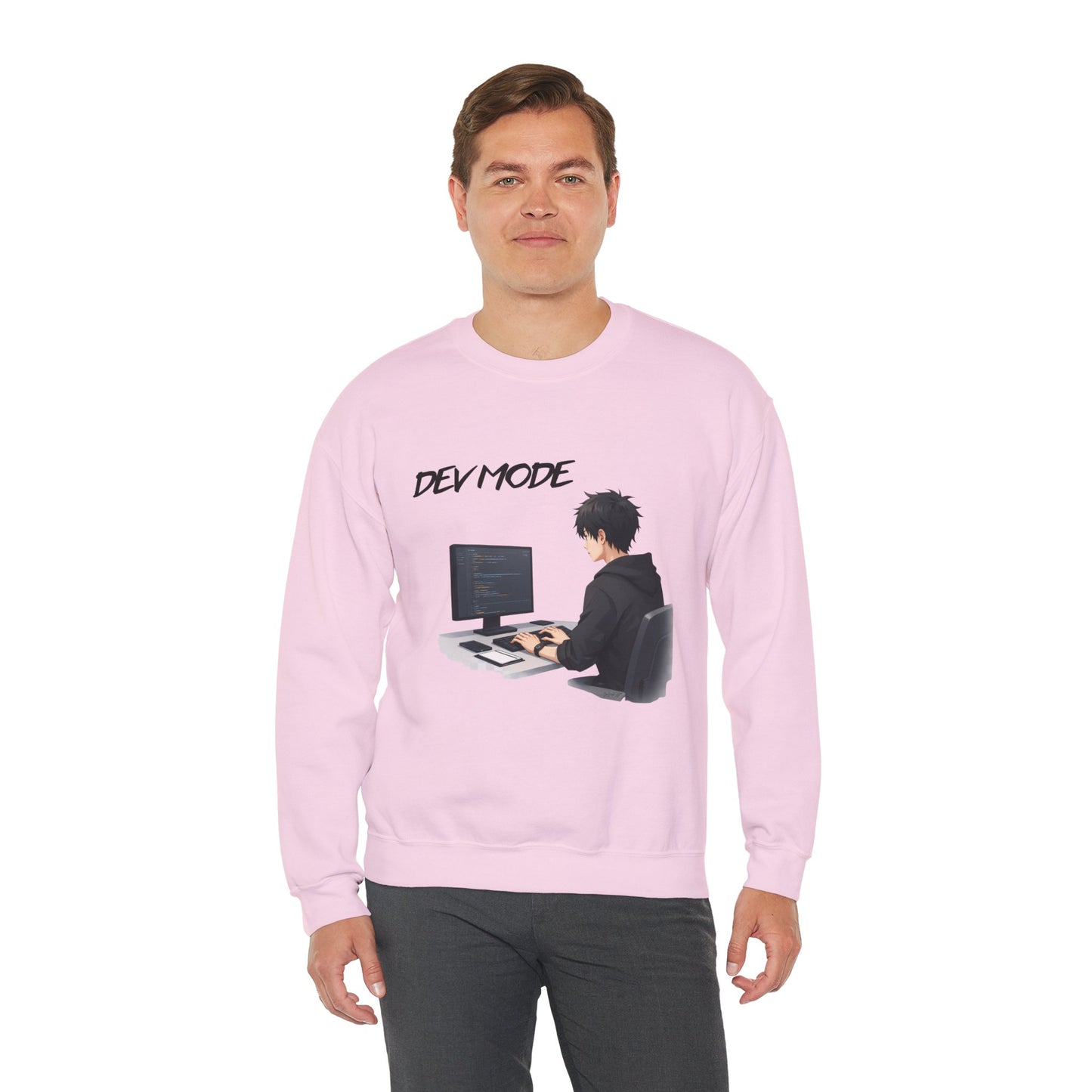 Dev Mode Coder Illustration Sweatshirt | Programmer Computer Graphic Crewneck