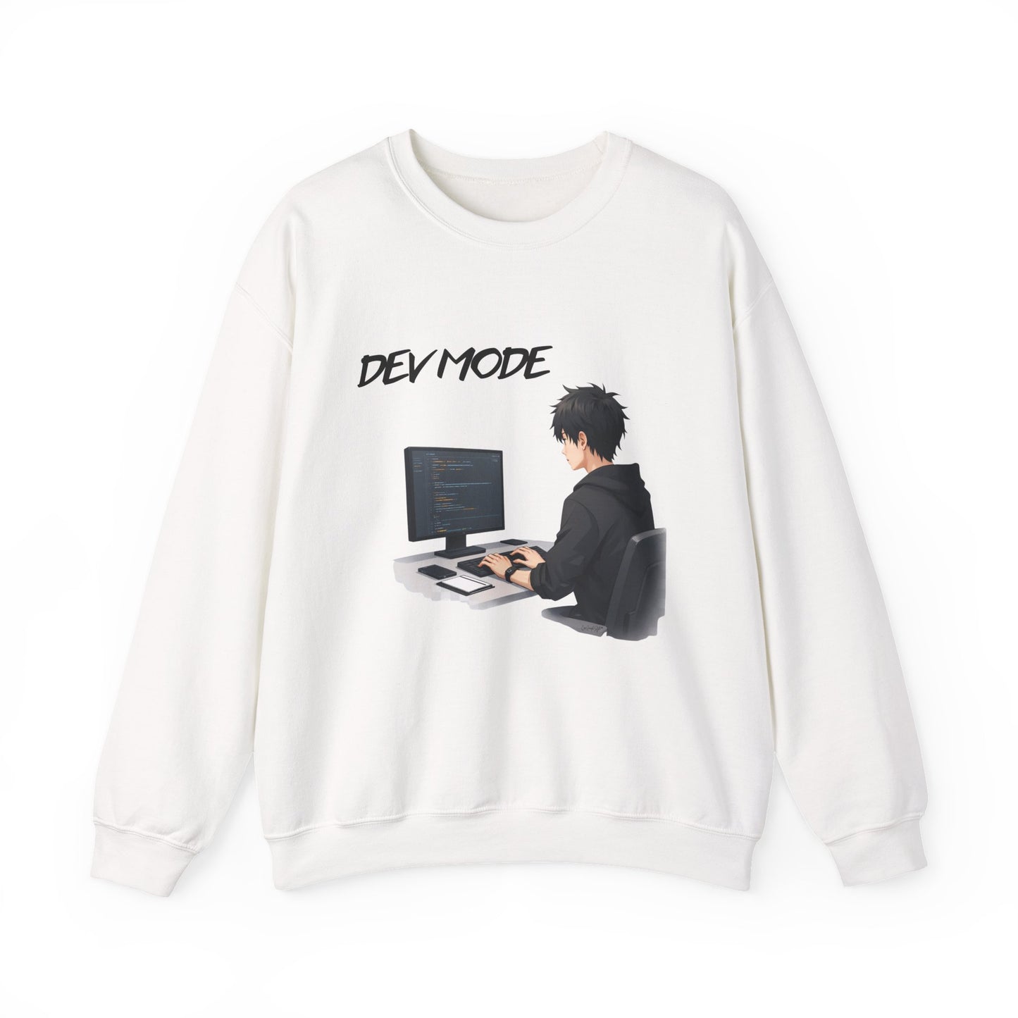 Dev Mode Coder Illustration Sweatshirt | Programmer Computer Graphic Crewneck