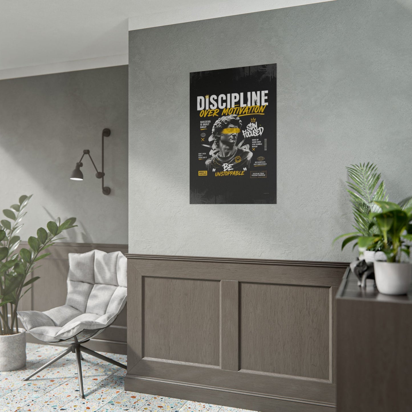 Motivational Poster – "Discipline Over Motivation Gym" Wall Art Print