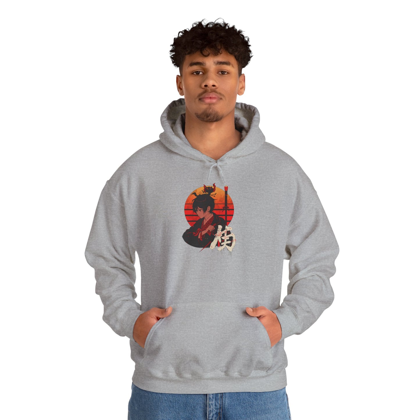 Samurai Sunset Hoodie – Japanese Samurai Graphic Hooded Sweatshirt