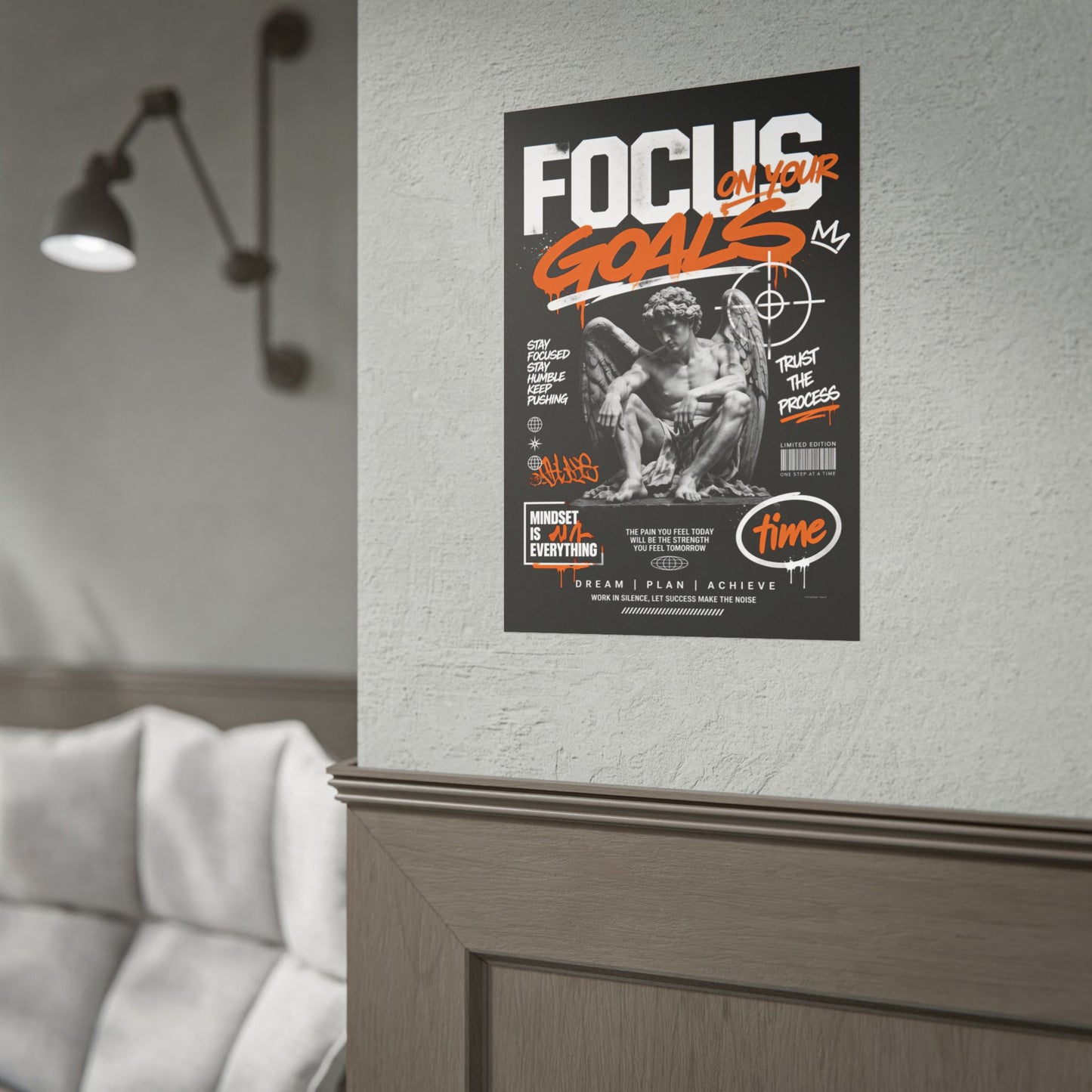 "Focus on Your Goals" Motivational Poster – Streetwear Inspired Wall Art