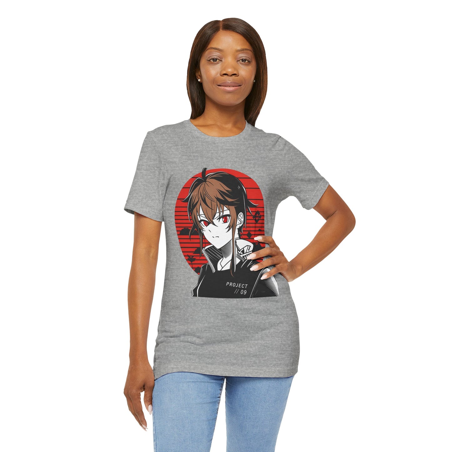 Anime Red Sun Graphic Tee – Project 09 Japanese Streetwear Shirt