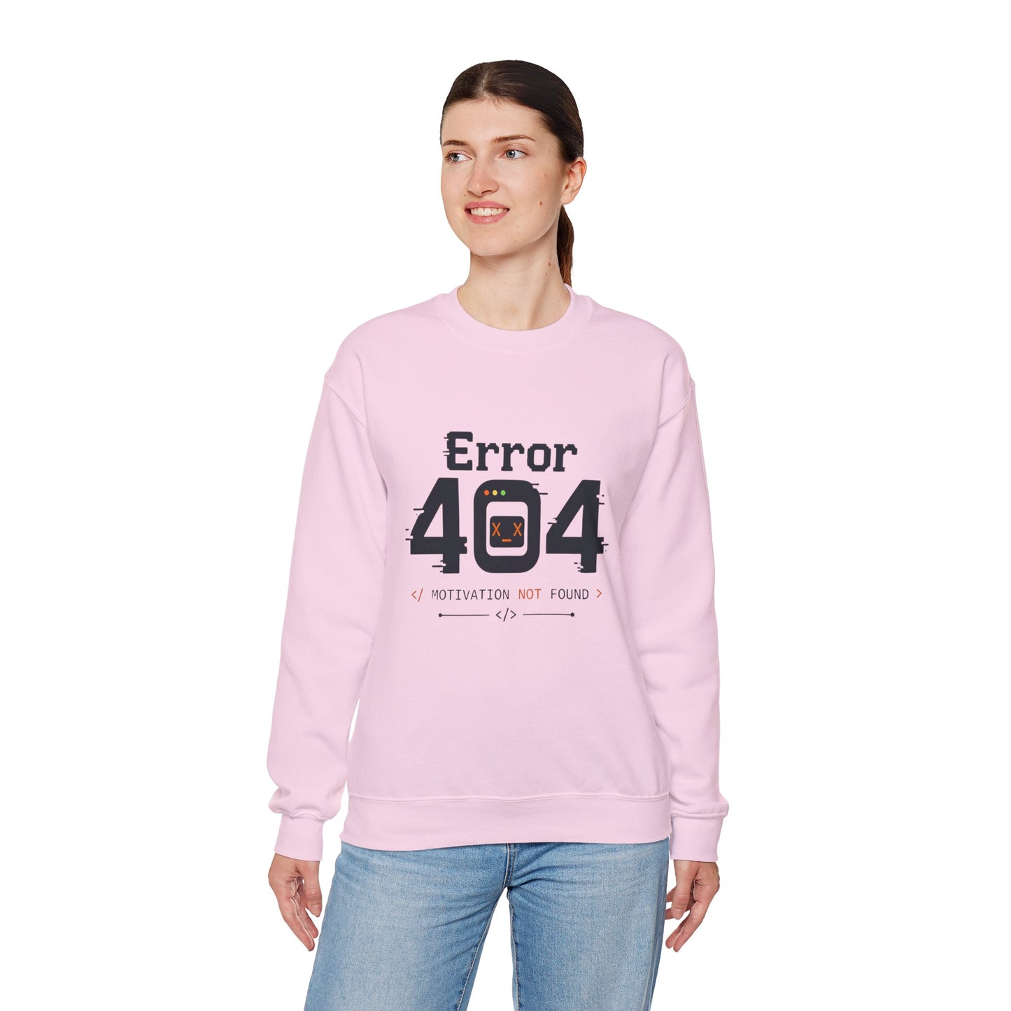 Error 404: Motivation Not Found Crewneck Sweatshirt – Funny Programmer Tech Humor