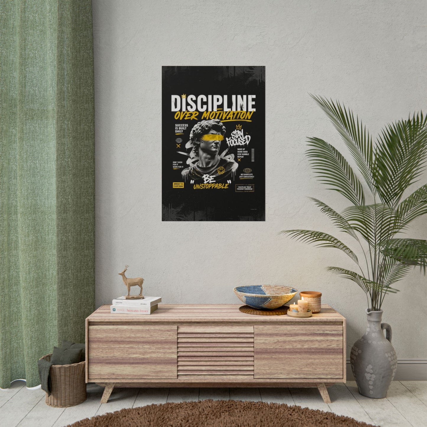 Motivational Poster – "Discipline Over Motivation Gym" Wall Art Print