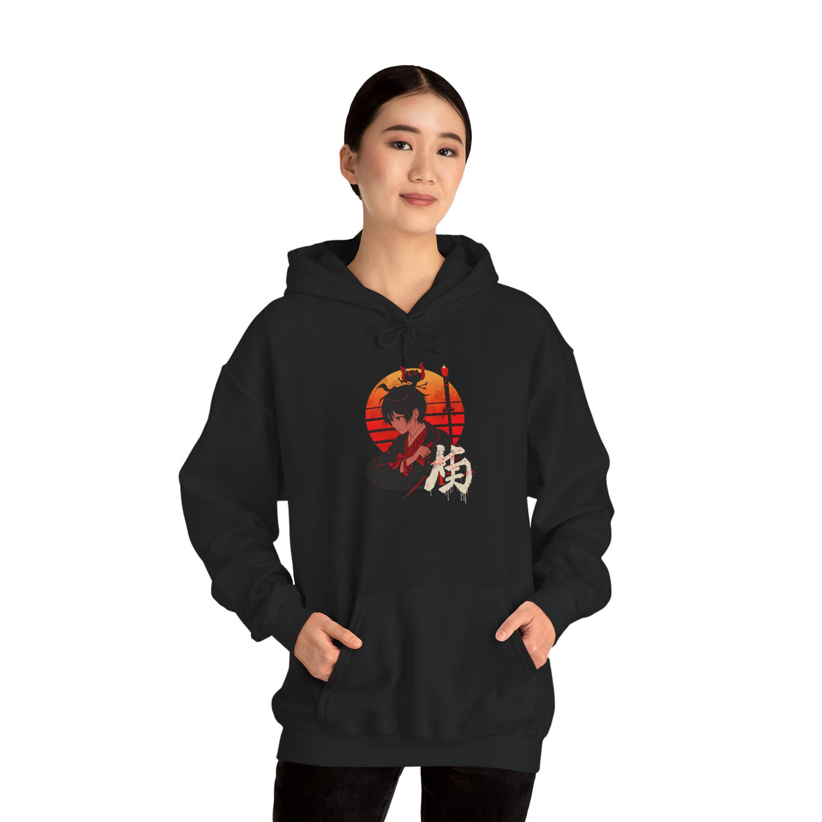 Samurai Sunset Hoodie – Japanese Samurai Graphic Hooded Sweatshirt