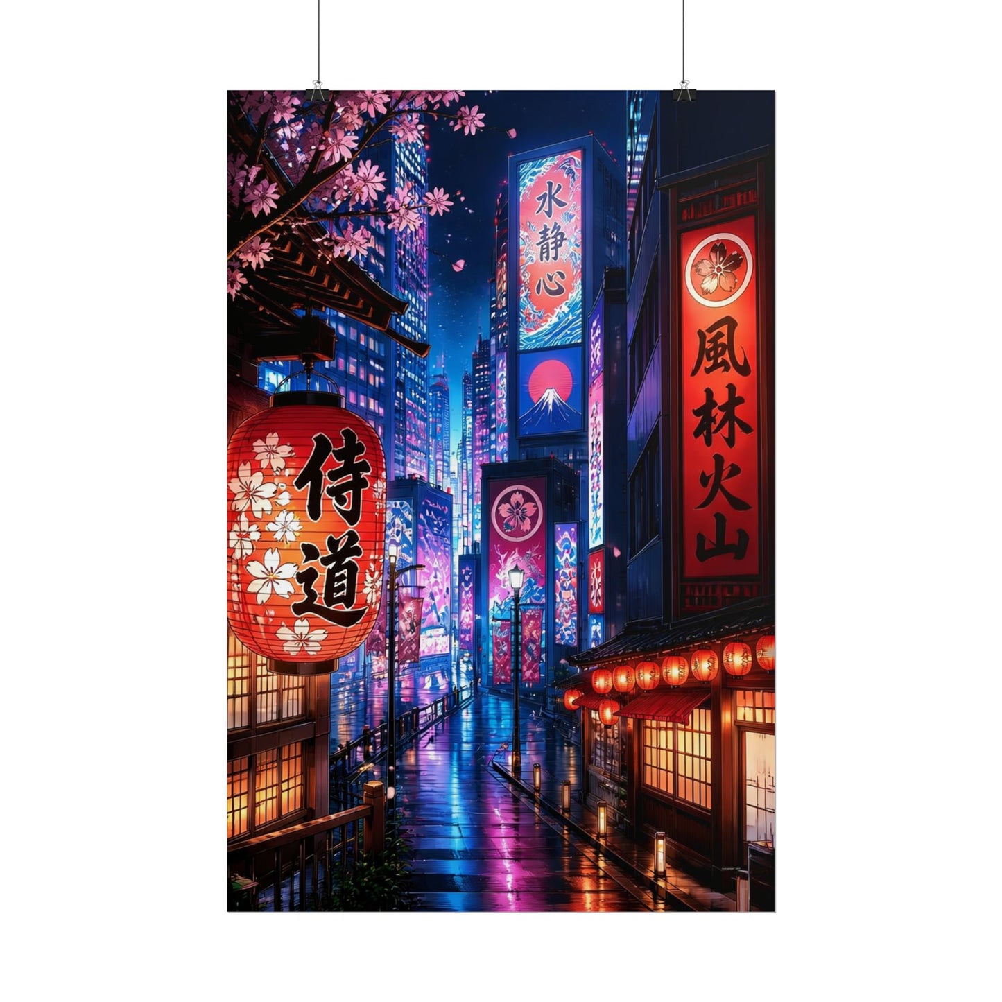 Japanese Neon Alley Poster – Tokyo Night Street Wall Art