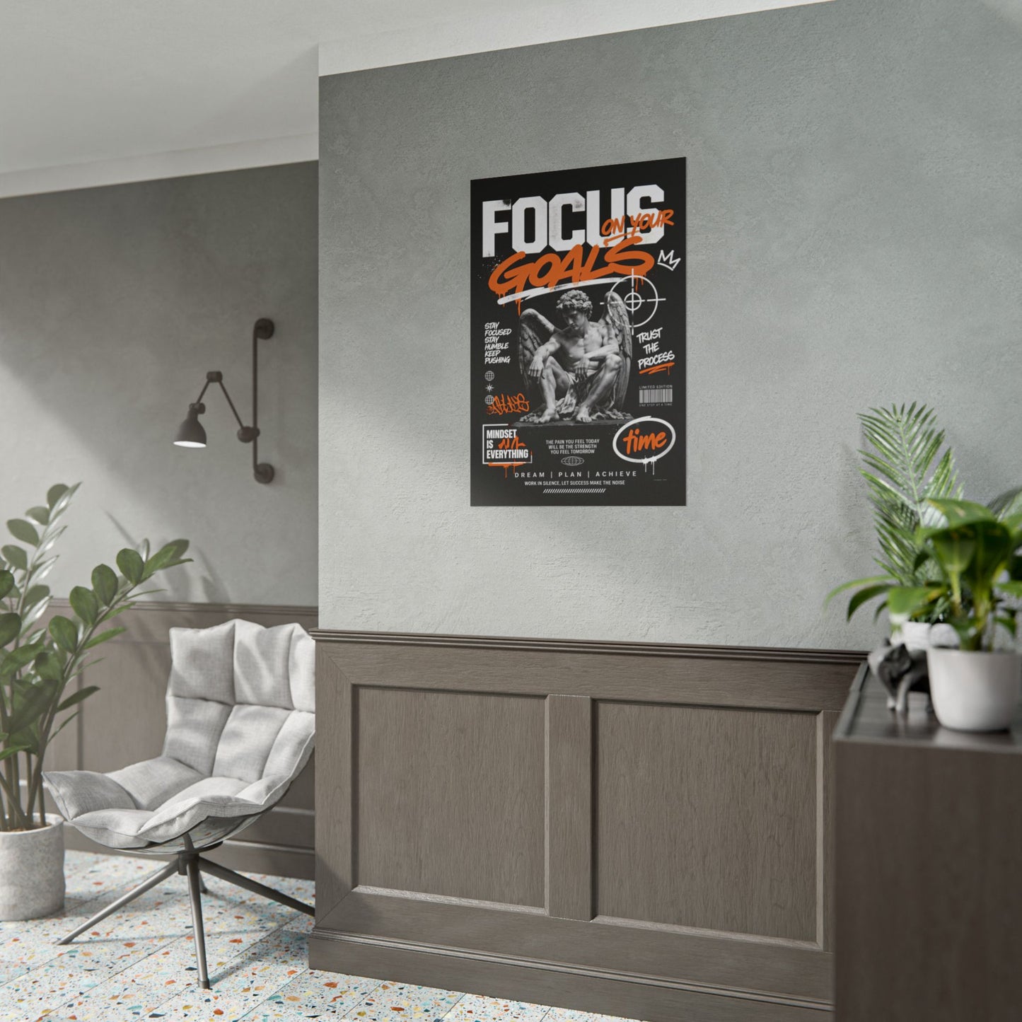 "Focus on Your Goals" Motivational Poster – Streetwear Inspired Wall Art