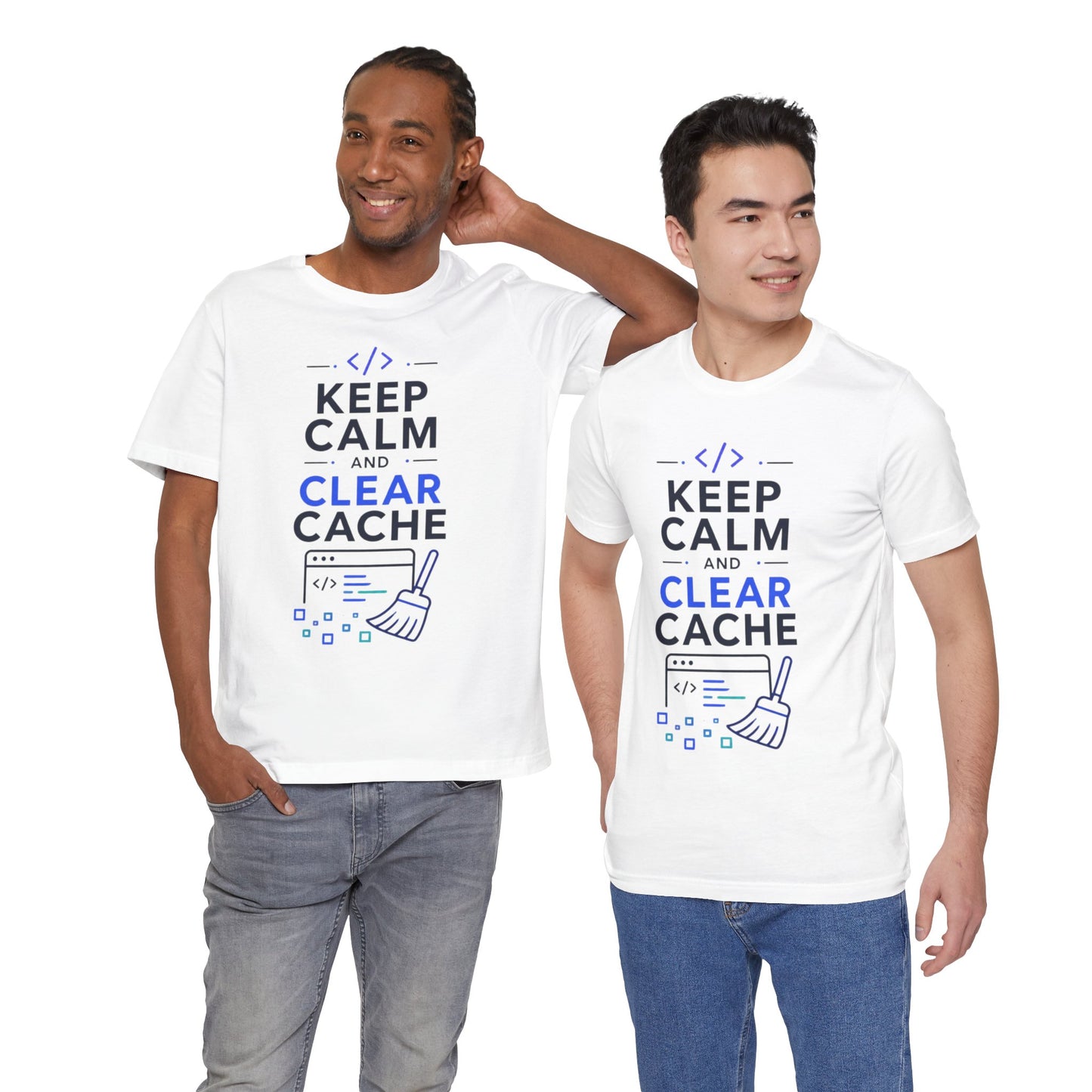 Keep Calm and Clear Cache T-Shirt — Funny Programmer Tech Tee
