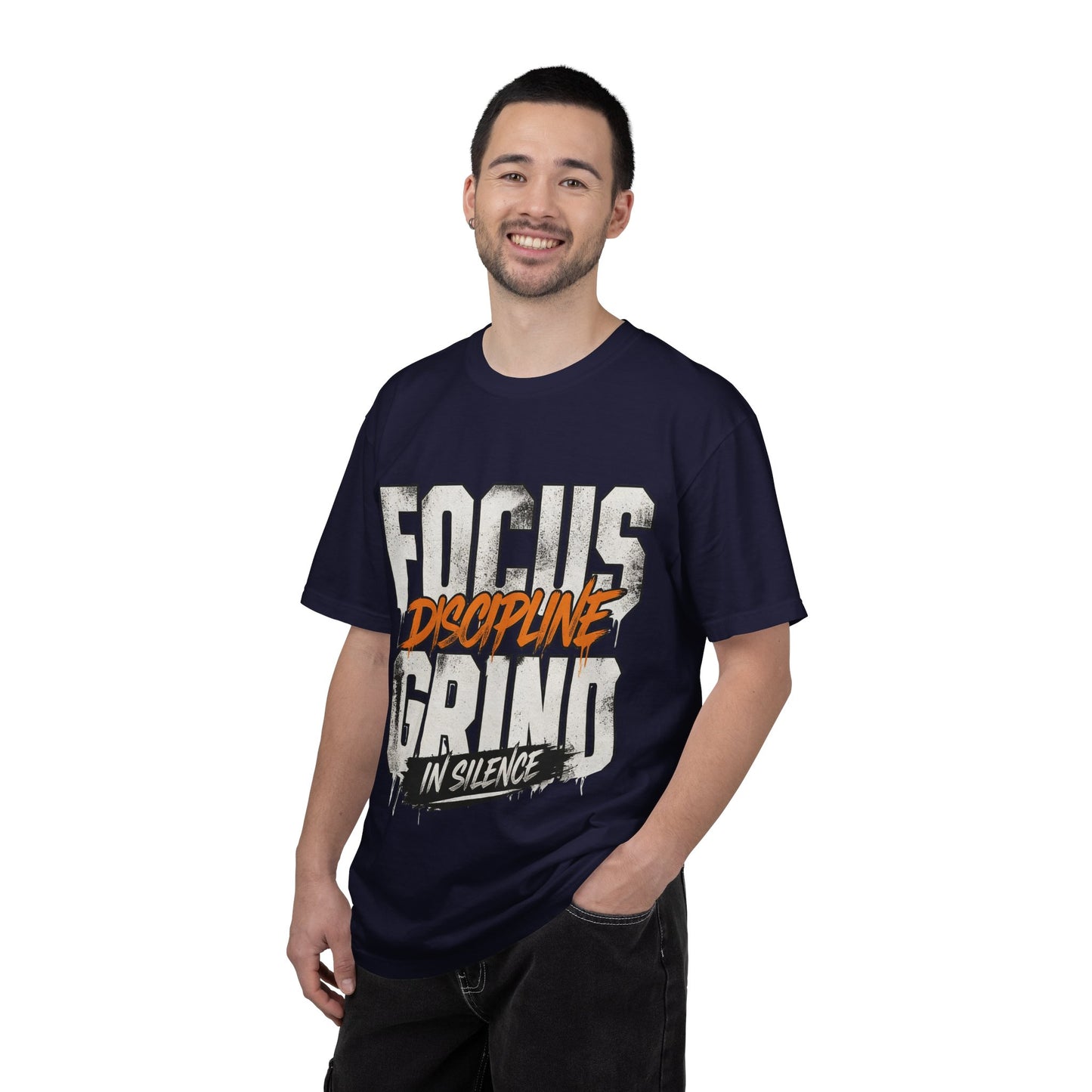 Motivational T-Shirt — "FOCUS GRIND Discipline in Silence" Gym Workout Tee