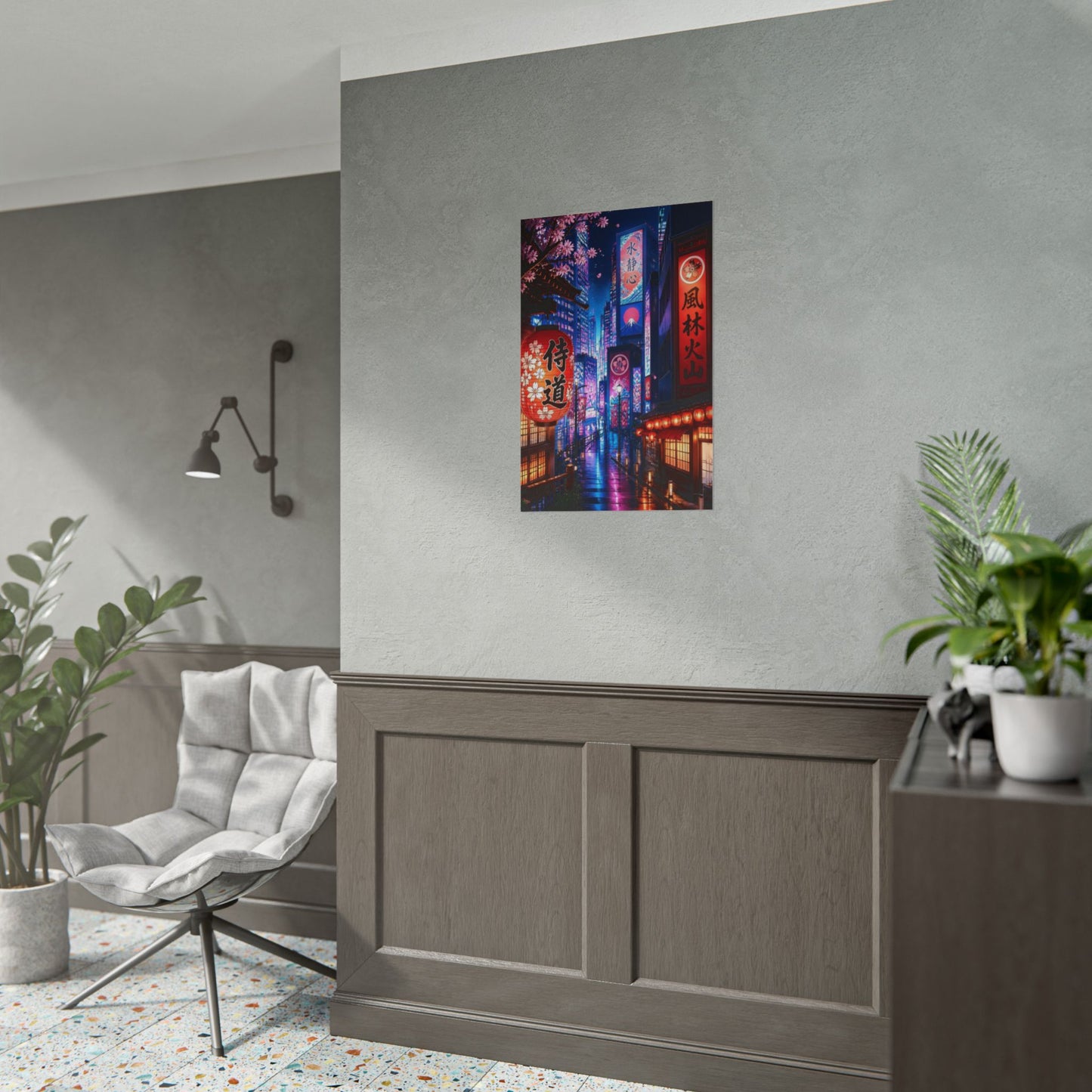 Japanese Neon Alley Poster – Tokyo Night Street Wall Art