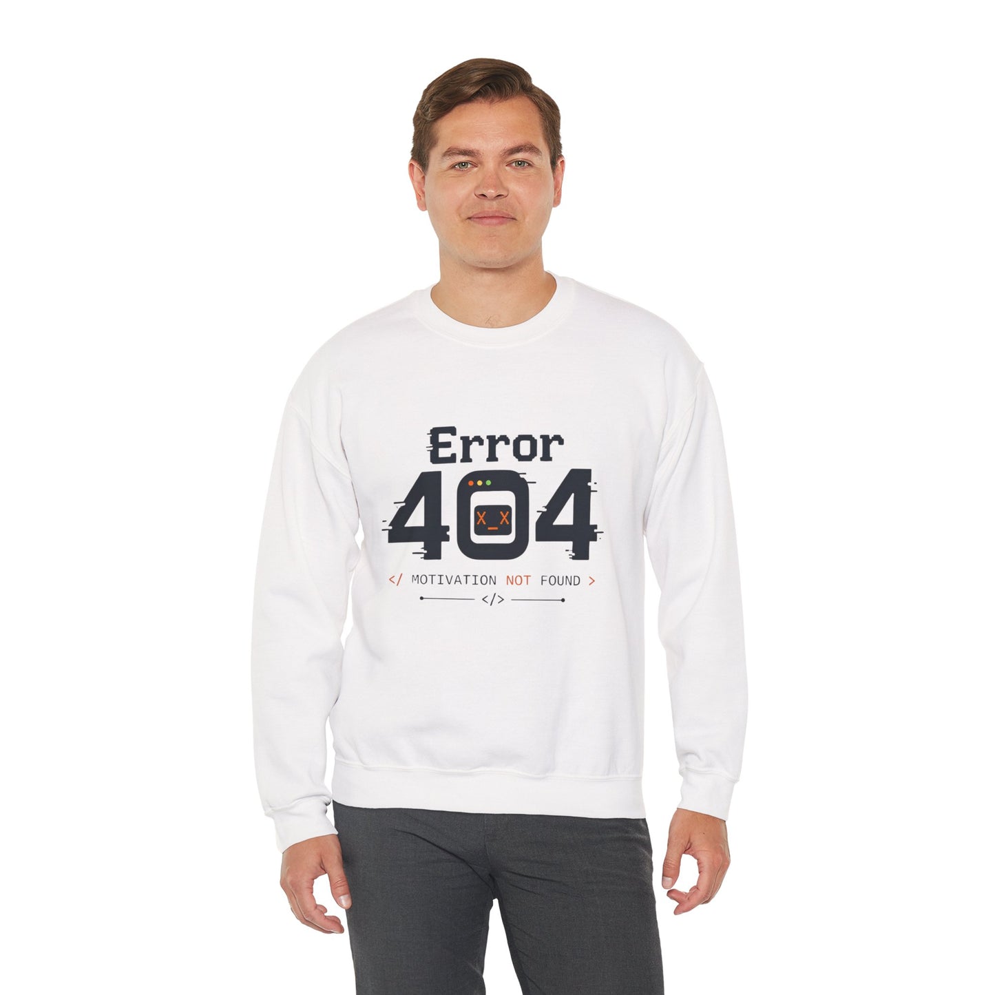 Error 404: Motivation Not Found Crewneck Sweatshirt – Funny Programmer Tech Humor
