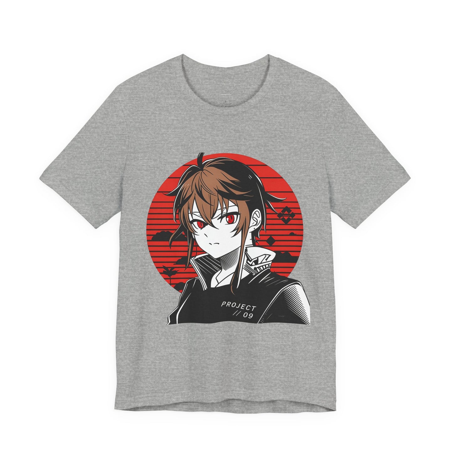 Anime Red Sun Graphic Tee – Project 09 Japanese Streetwear Shirt