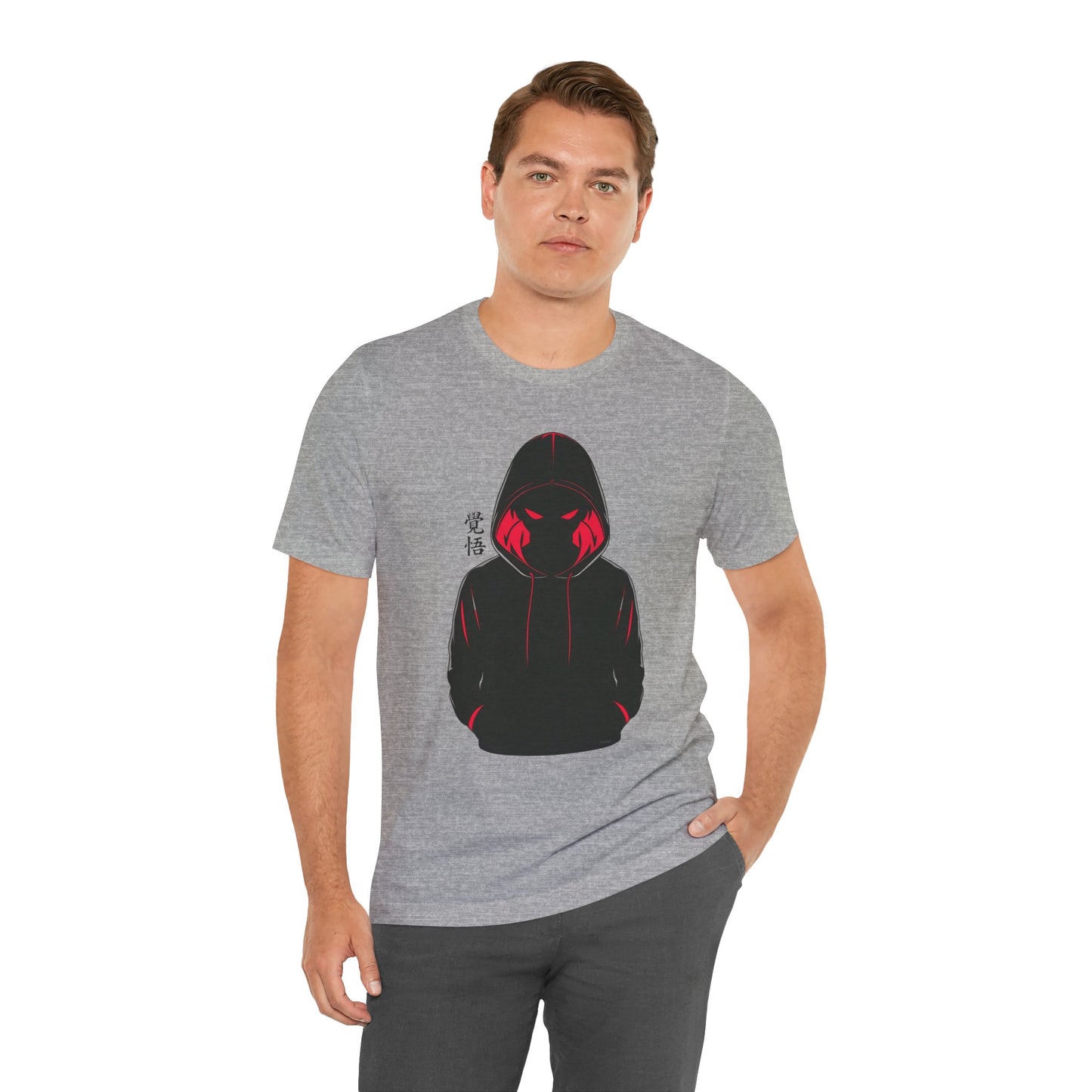 Shadow Hooded Anime Graphic Tee – Japanese Kanji "Kakugo"