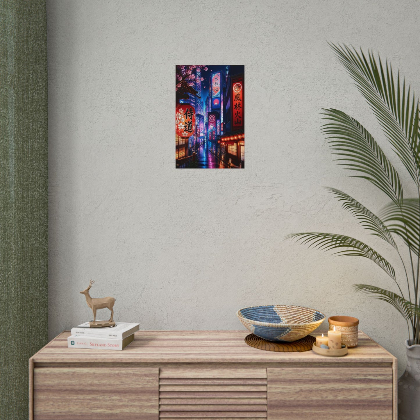 Japanese Neon Alley Poster – Tokyo Night Street Wall Art