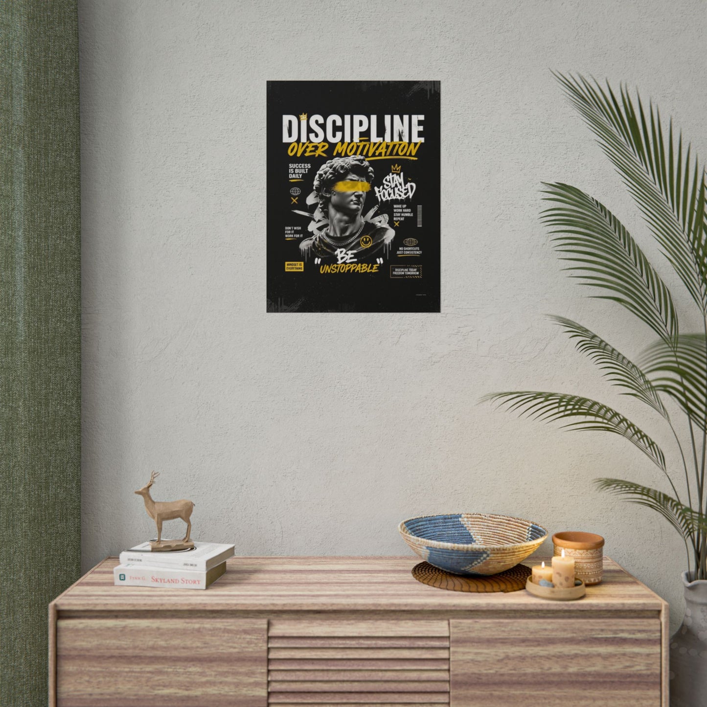 Motivational Poster – "Discipline Over Motivation Gym" Wall Art Print