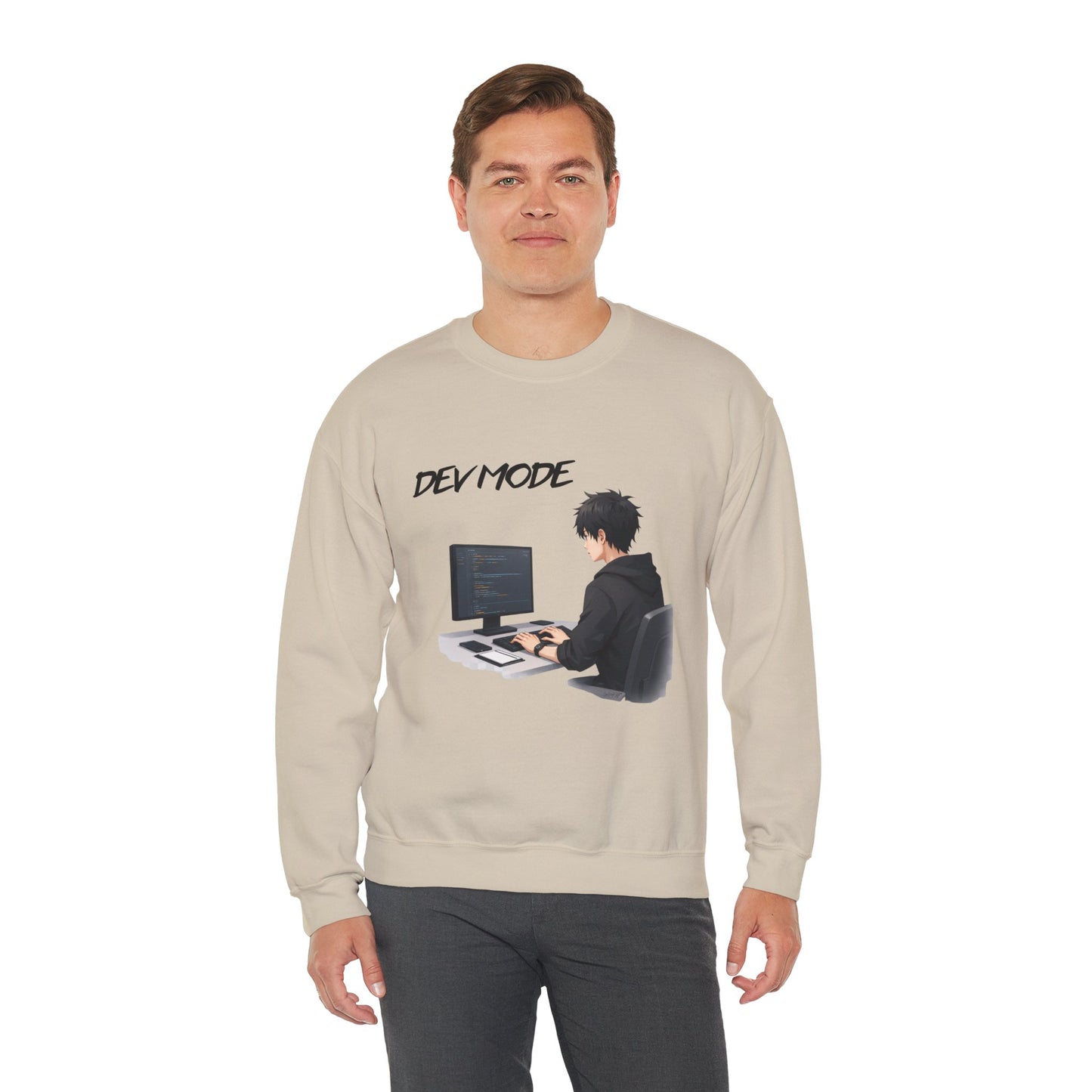 Dev Mode Coder Illustration Sweatshirt | Programmer Computer Graphic Crewneck