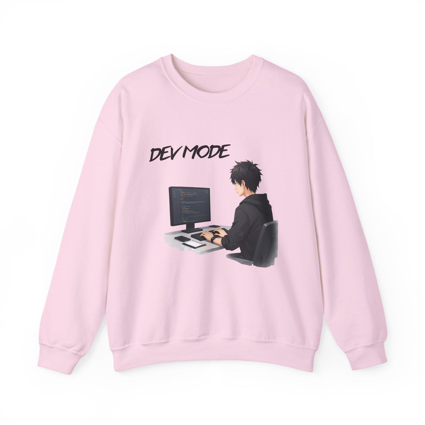 Dev Mode Coder Illustration Sweatshirt | Programmer Computer Graphic Crewneck