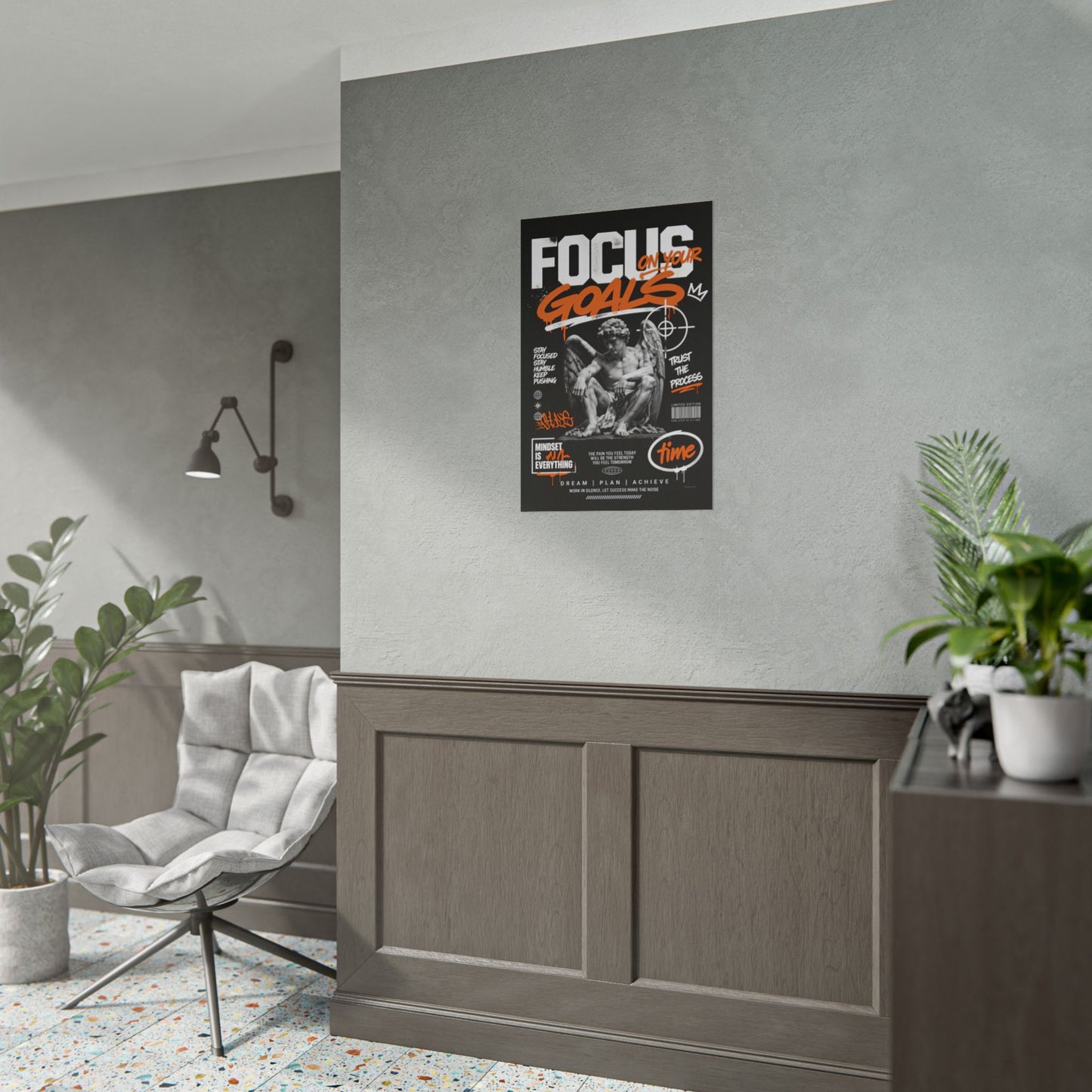 "Focus on Your Goals" Motivational Poster – Streetwear Inspired Wall Art