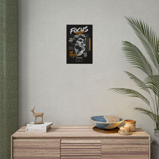 Focus Discipline Motivational Poster – No Excuses Wall Art