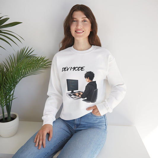 Dev Mode Coder Illustration Sweatshirt | Programmer Computer Graphic Crewneck