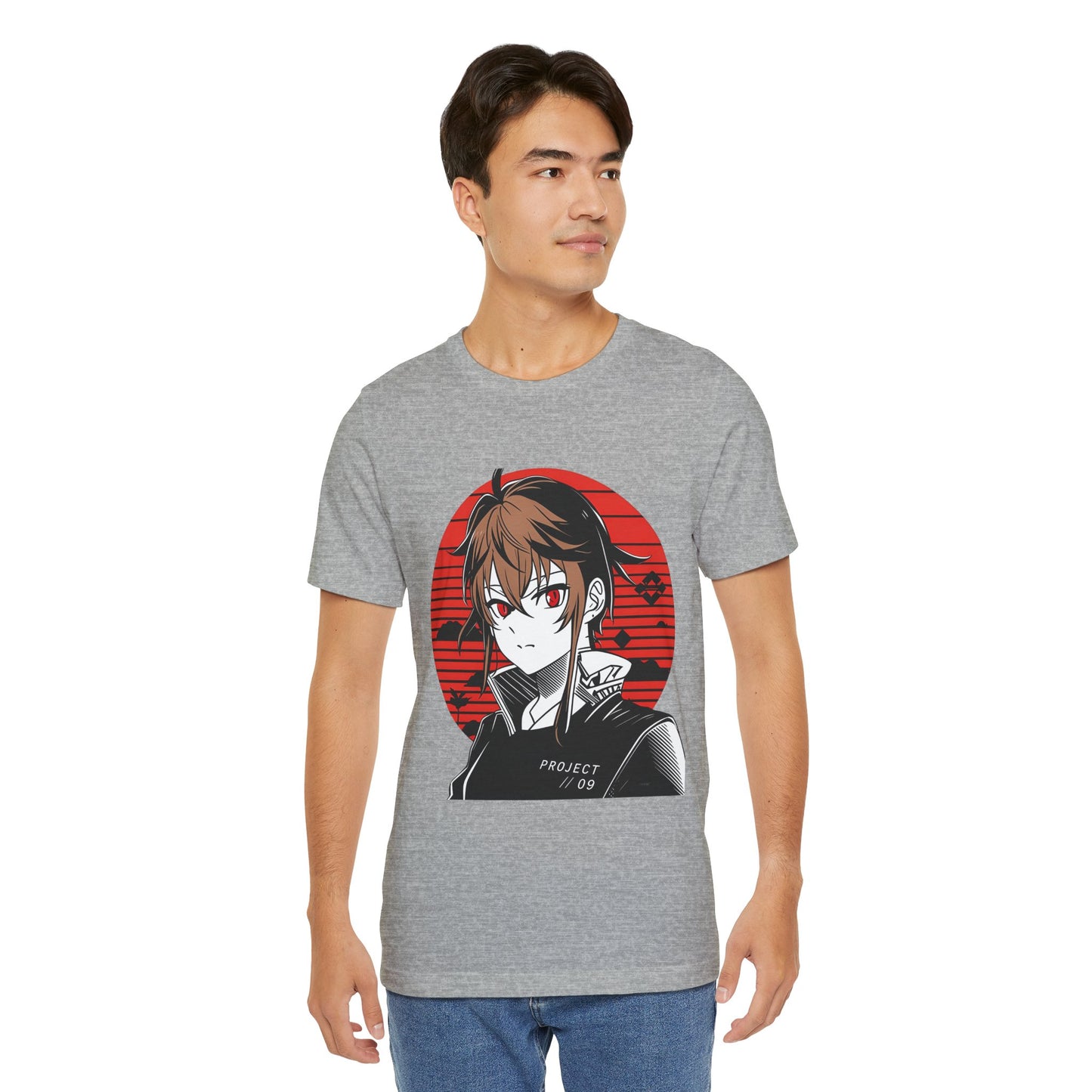 Anime Red Sun Graphic Tee – Project 09 Japanese Streetwear Shirt