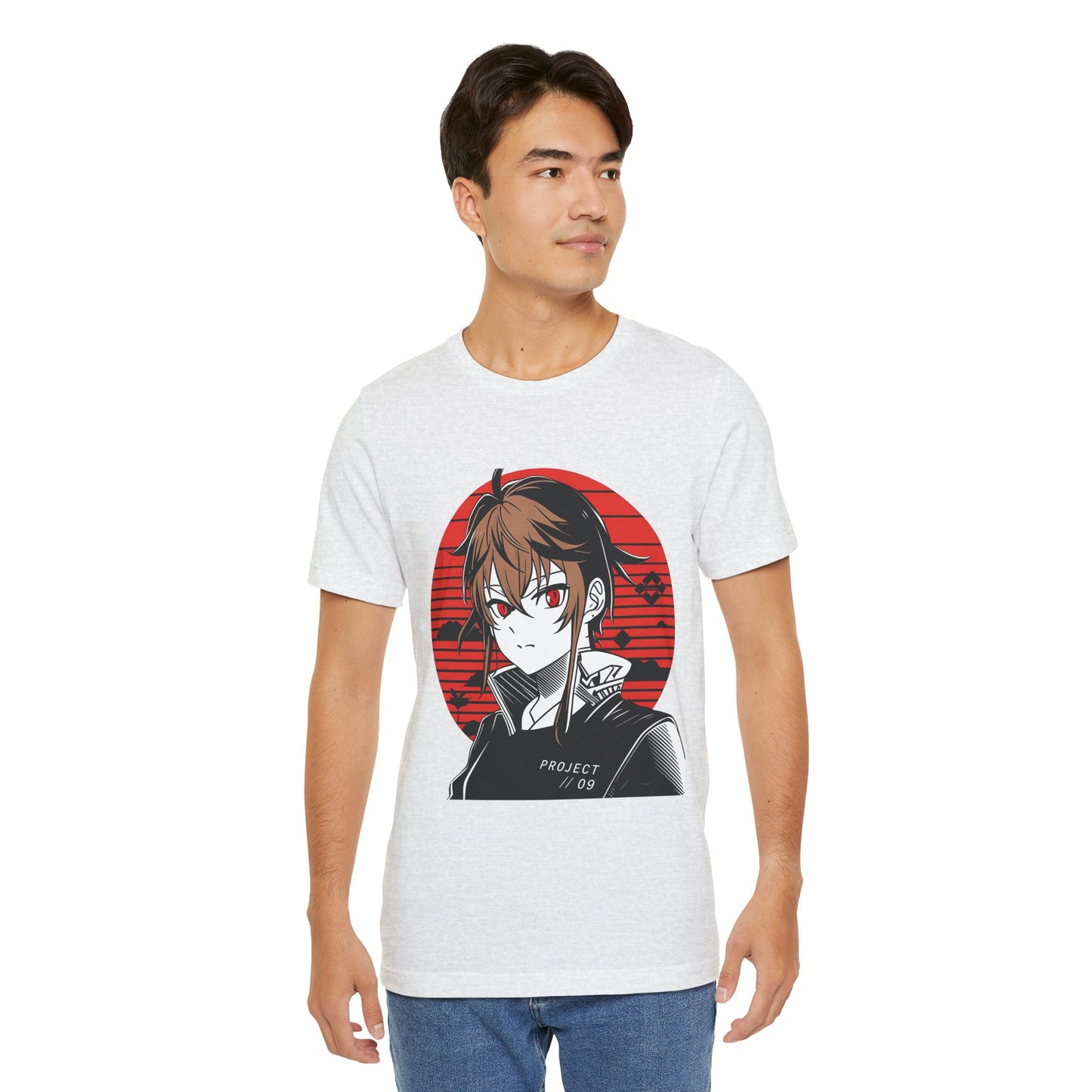 Anime Red Sun Graphic Tee – Project 09 Japanese Streetwear Shirt
