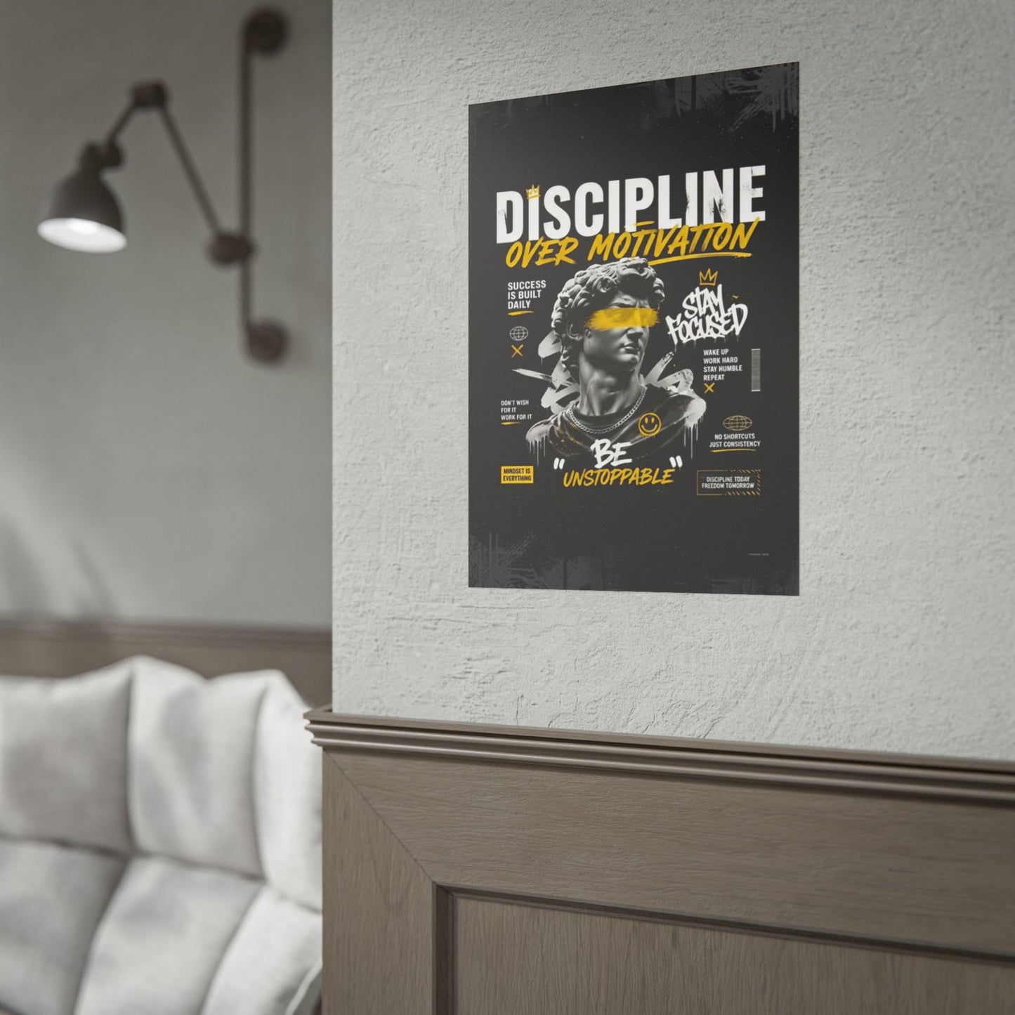 Motivational Poster – "Discipline Over Motivation Gym" Wall Art Print