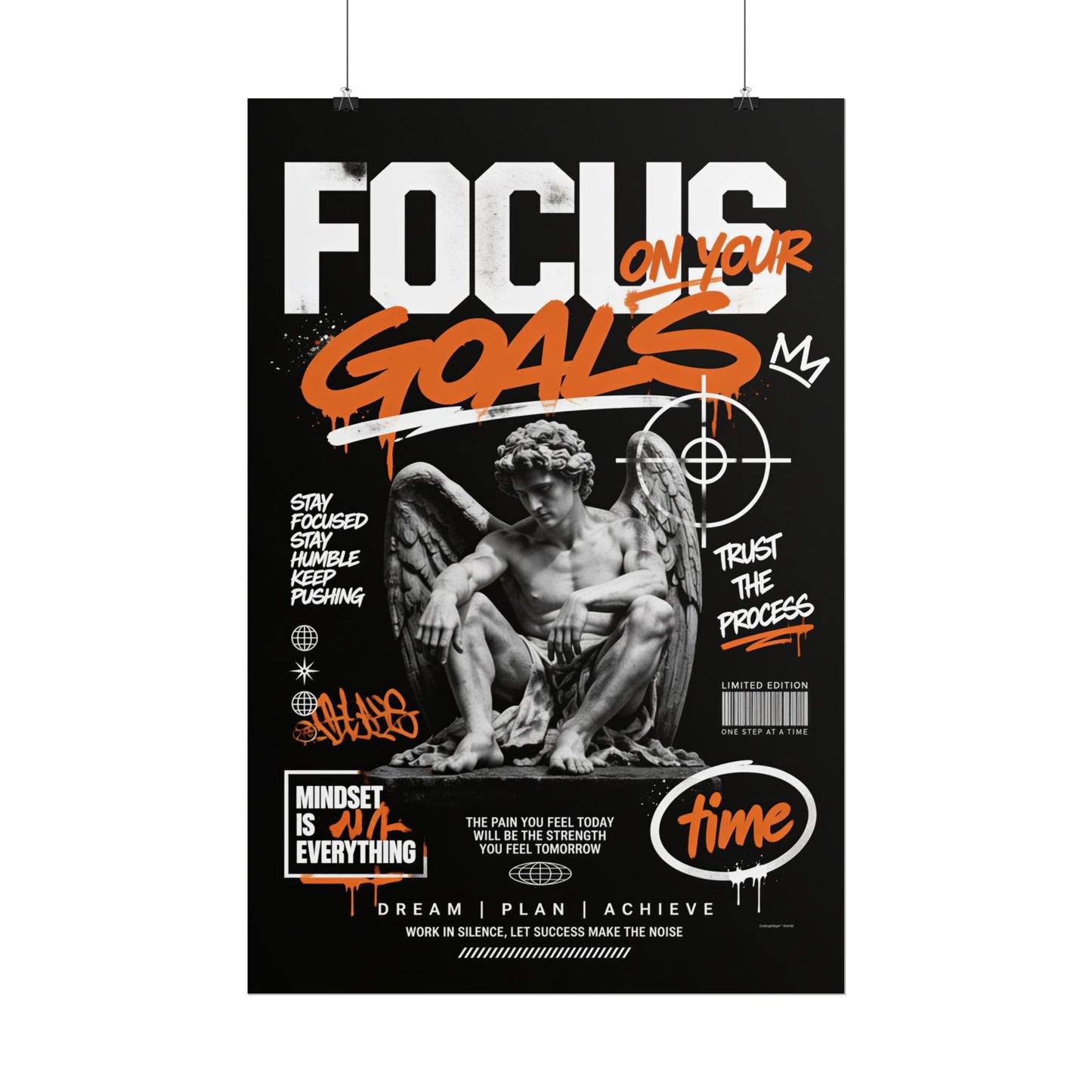 "Focus on Your Goals" Motivational Poster – Streetwear Inspired Wall Art