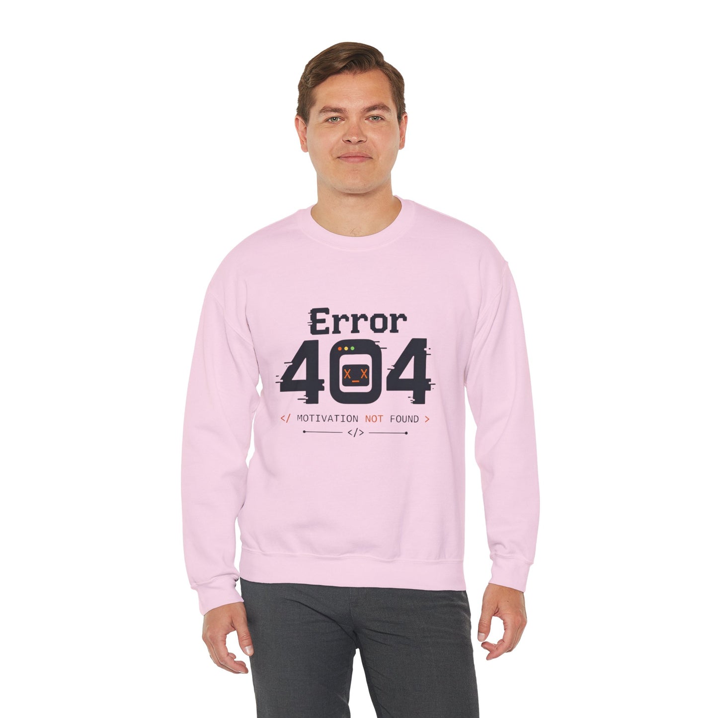 Error 404: Motivation Not Found Crewneck Sweatshirt – Funny Programmer Tech Humor