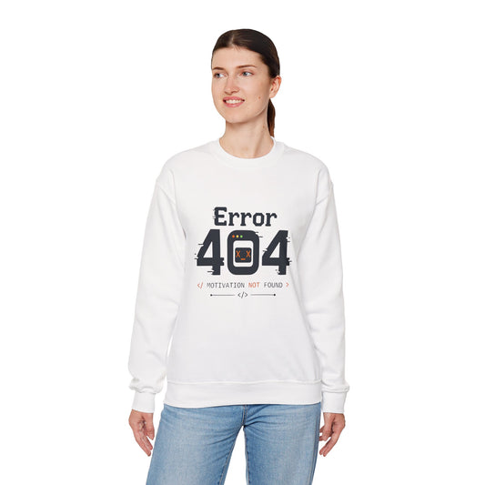 Error 404: Motivation Not Found Crewneck Sweatshirt – Funny Programmer Tech Humor