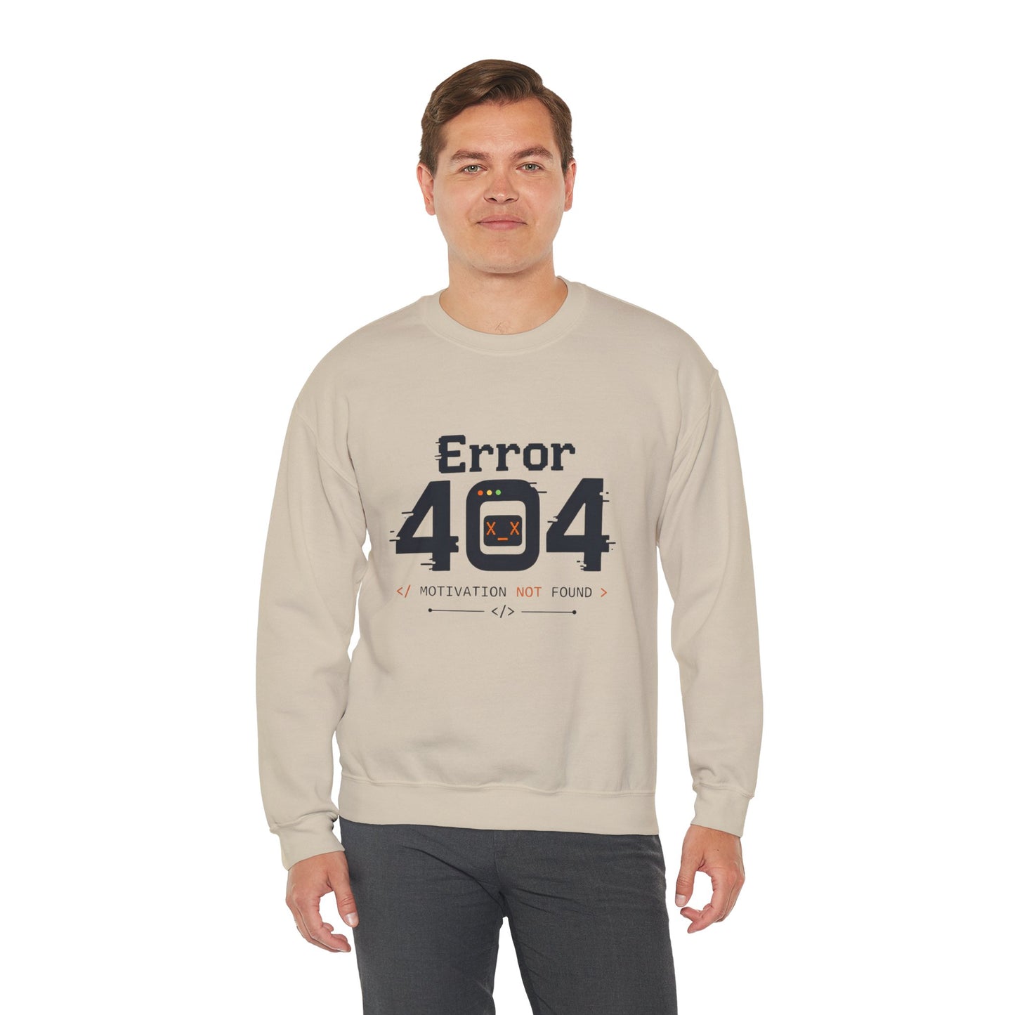 Error 404: Motivation Not Found Crewneck Sweatshirt – Funny Programmer Tech Humor