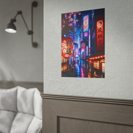 Japanese Neon Alley Poster – Tokyo Night Street Wall Art