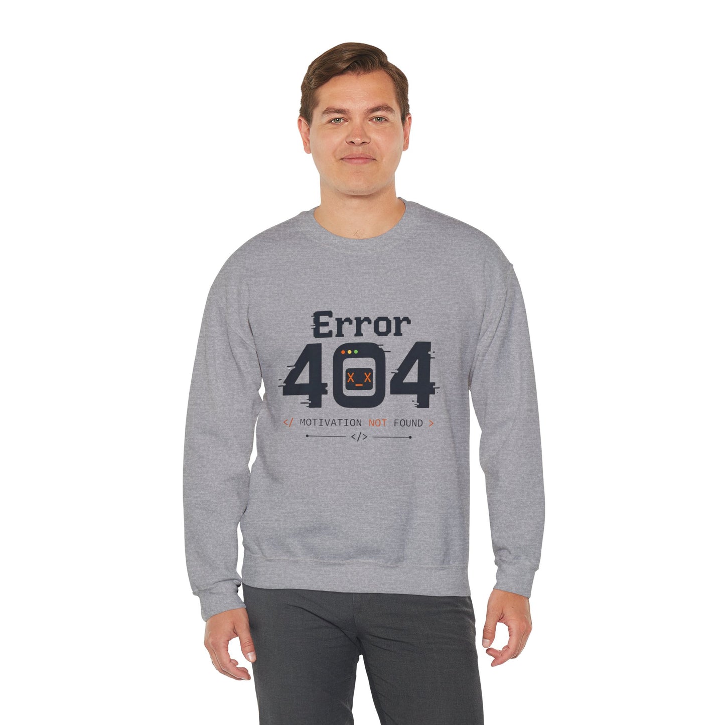 Error 404: Motivation Not Found Crewneck Sweatshirt – Funny Programmer Tech Humor